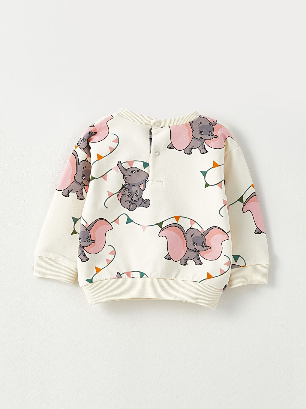 Bej Bisiklet Yaka Uzun Kollu Dumbo Baskılı Kız Bebek Takım 2'li-2