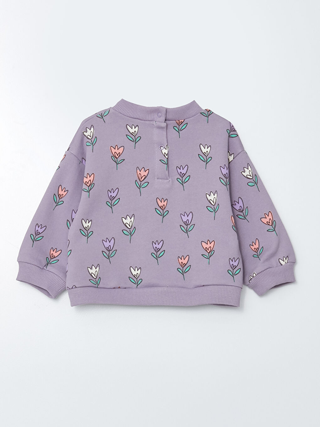 Lila Bisiklet Yaka Uzun Kollu Baskılı Kız Bebek 2'li Takım-2