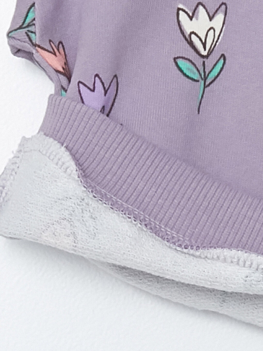 Lila Bisiklet Yaka Uzun Kollu Baskılı Kız Bebek 2'li Takım-3