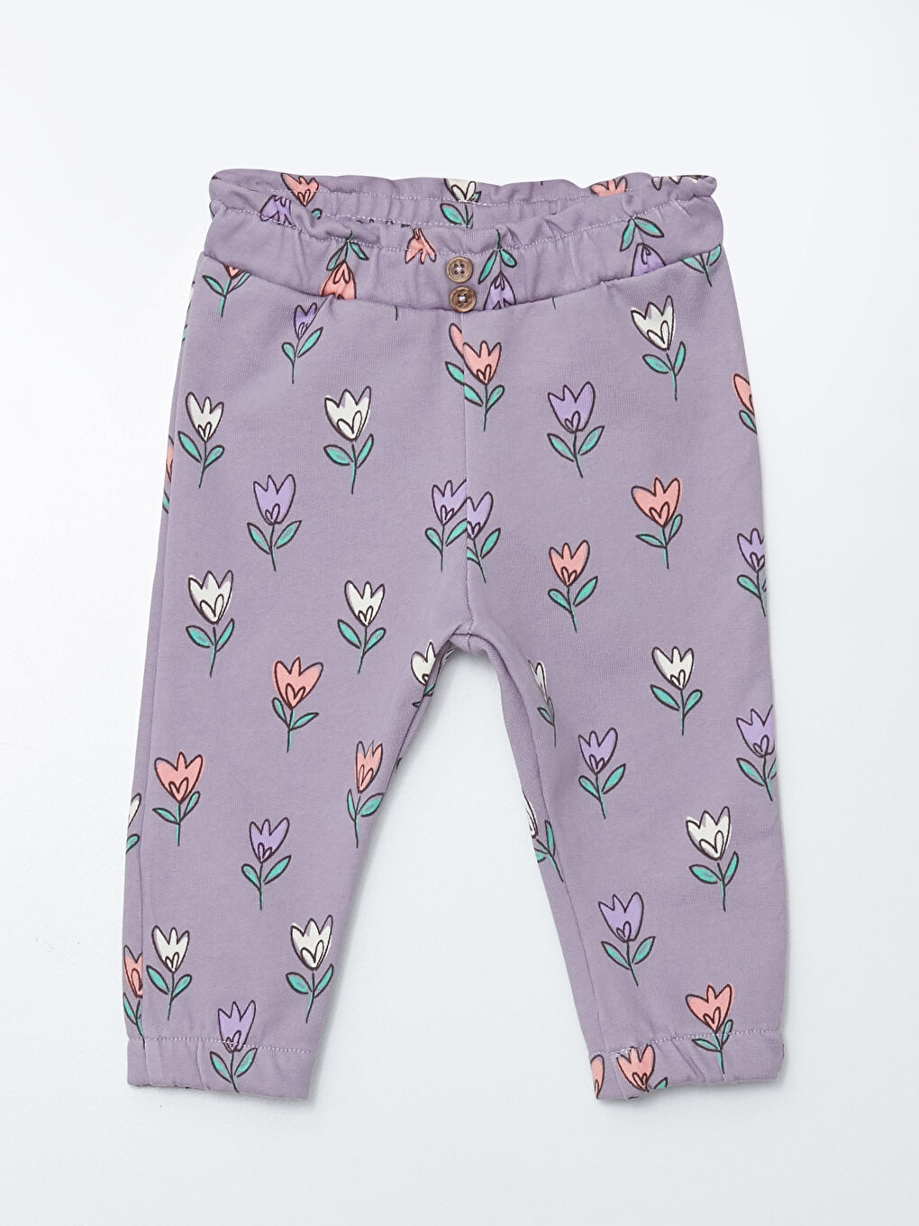 Lila Bisiklet Yaka Uzun Kollu Baskılı Kız Bebek 2'li Takım-4