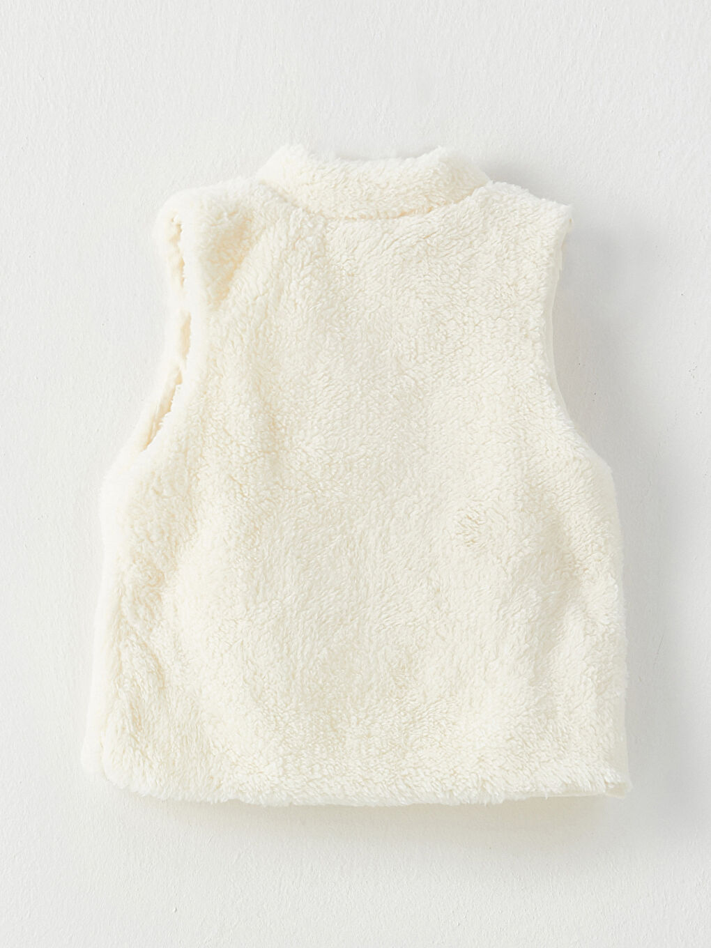 Ekru Dik Yaka Nakış Detaylı Kız Bebek Pelüş Yelek-1