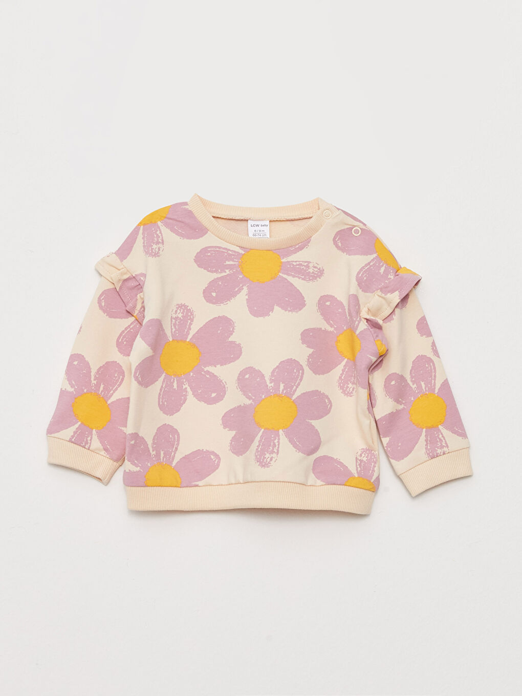 LCW baby Crew Neck Long Sleeve Printed Baby Girl 2-Pack Set -W2FH28Z1-LQB