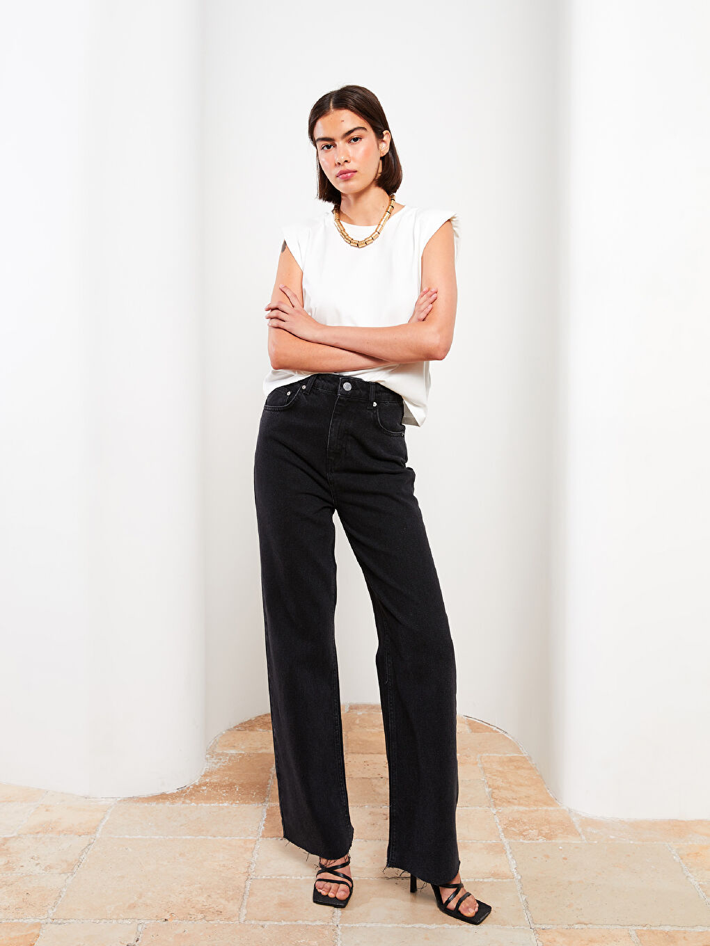 LCW Vision High Waist Wideleg Straight Wide Leg Women's Rodeo Jeans -W2FH35Z8-326