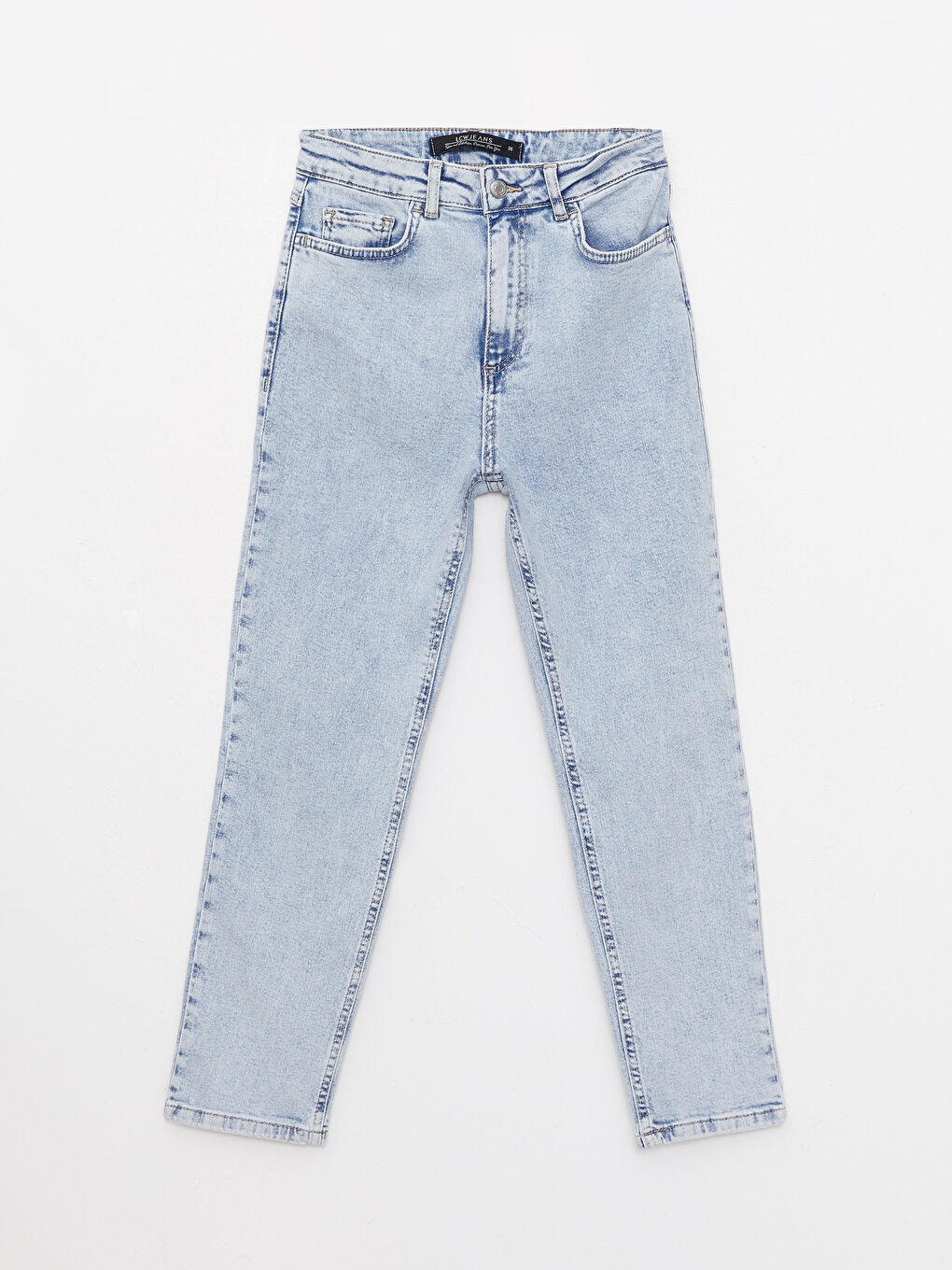 İndigo Kadın Mom Fit Düz Jean Pantolon-5