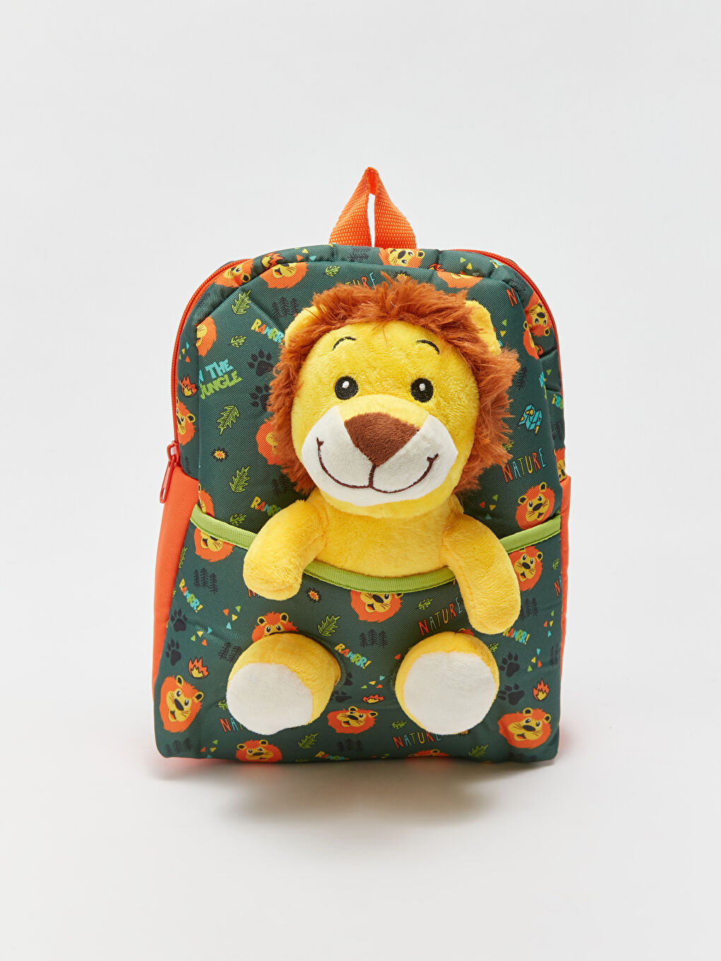 Yeşil Pelüş Aslan Erkek Çocuk Okul Çantası-1