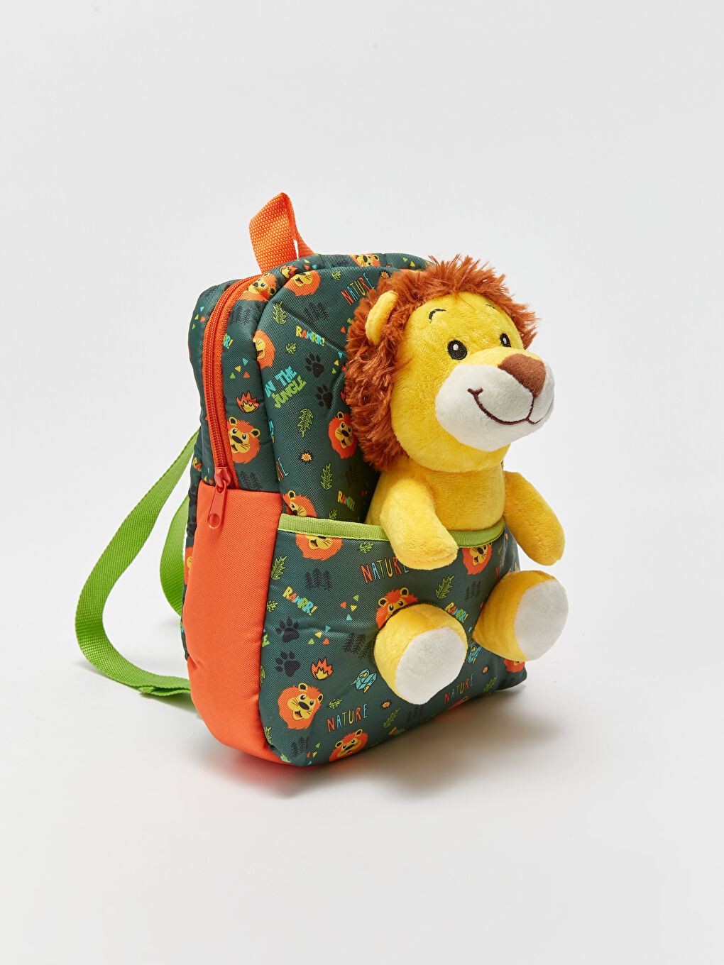 Yeşil Pelüş Aslan Erkek Çocuk Okul Çantası-3