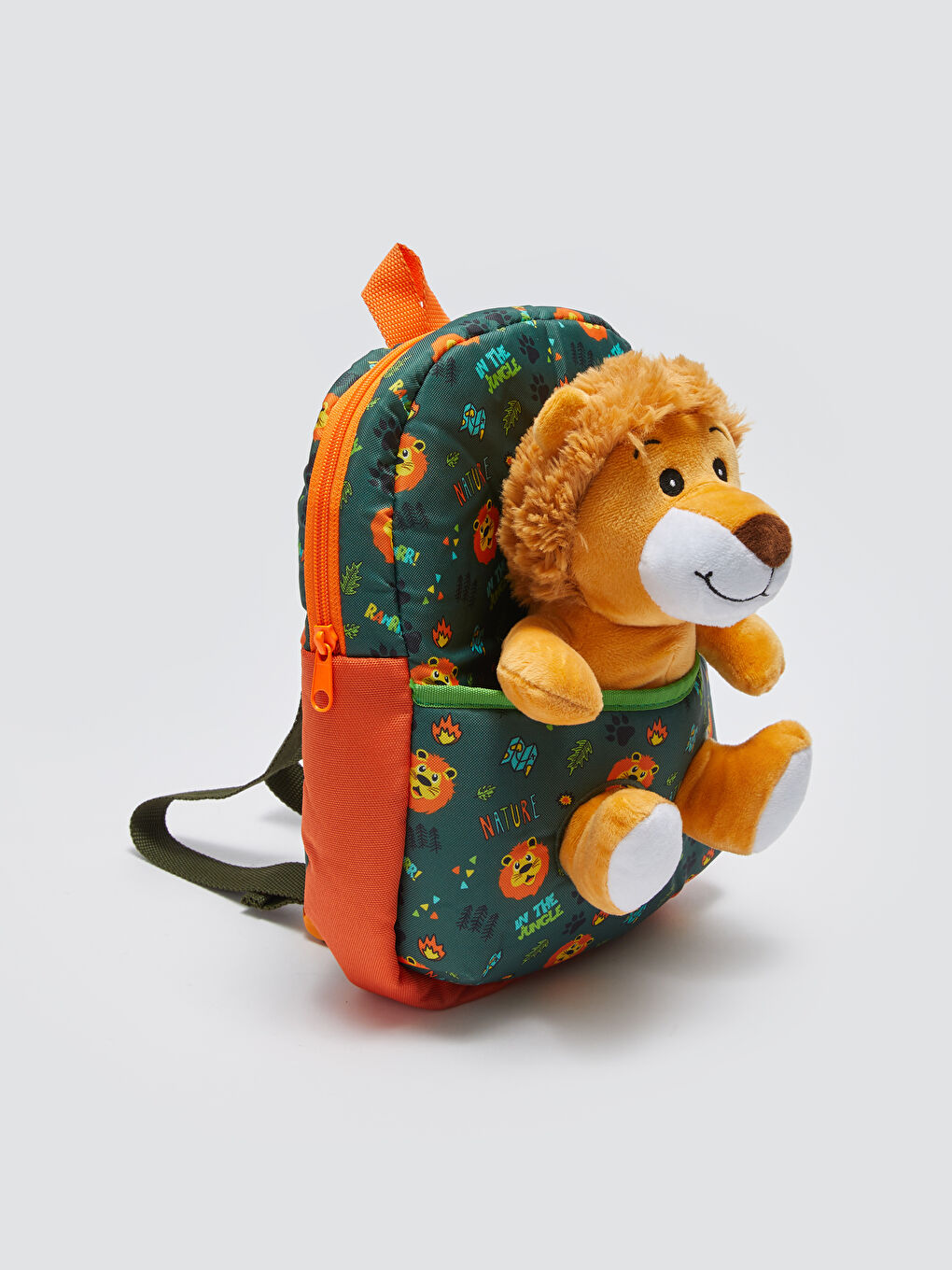Yeşil Pelüş Aslan Erkek Çocuk Okul Çantası-4