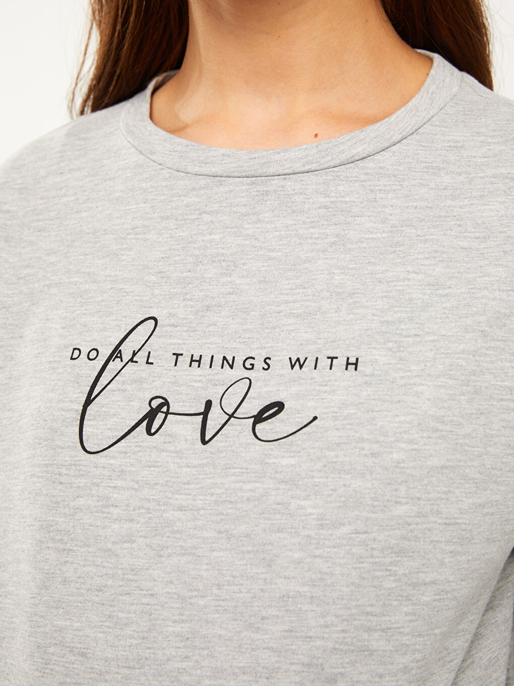 Tunică pentru gravide cu mânecă lungă și guler rotund imprimată-3