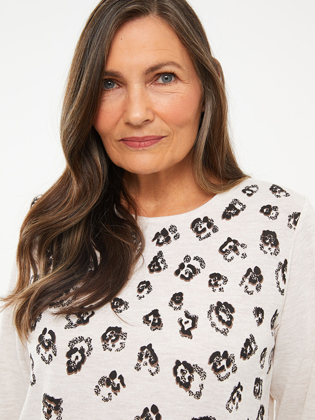 Crew Neck Printed Long Sleeve Women's T-Shirt