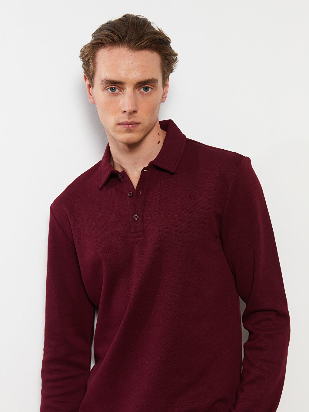 SOUTHBLUE Bordo Melanj Polo Yaka Uzun Kollu Erkek Sweatshirt - 1