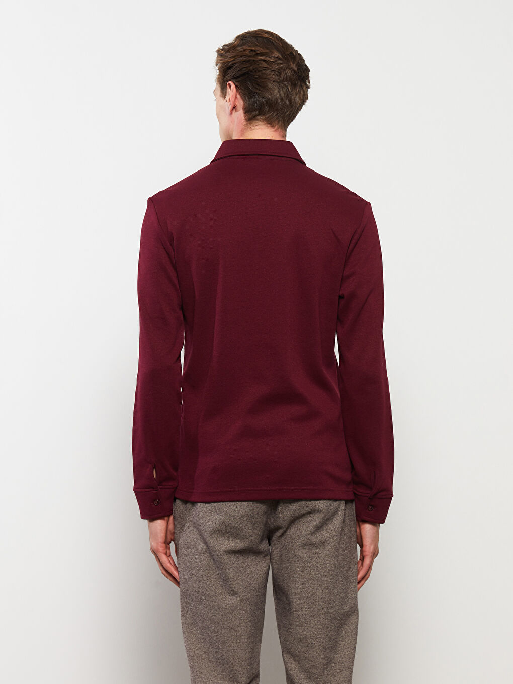 SOUTHBLUE Bordo Melanj Polo Yaka Uzun Kollu Erkek Sweatshirt - 4