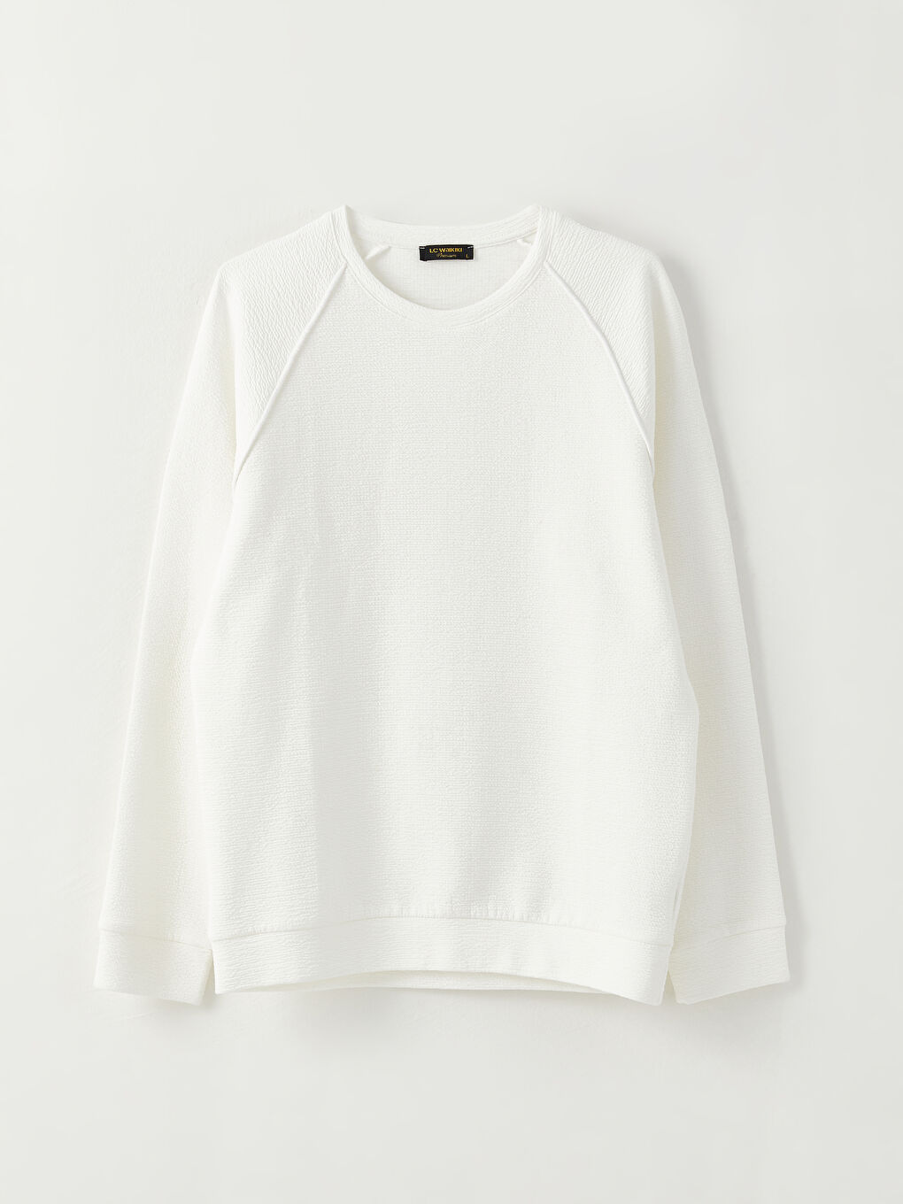 Ekru Bisiklet Yaka Uzun Kollu Erkek Sweatshirt-7