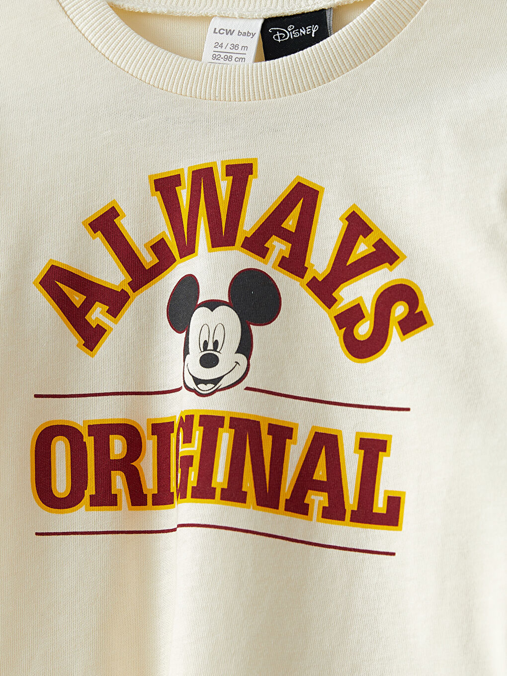 LCW baby Bisiklet Yaka Uzun Kollu Mickey Mouse Baskılı Erkek Bebek Tişört -W2FI05Z1-FDL