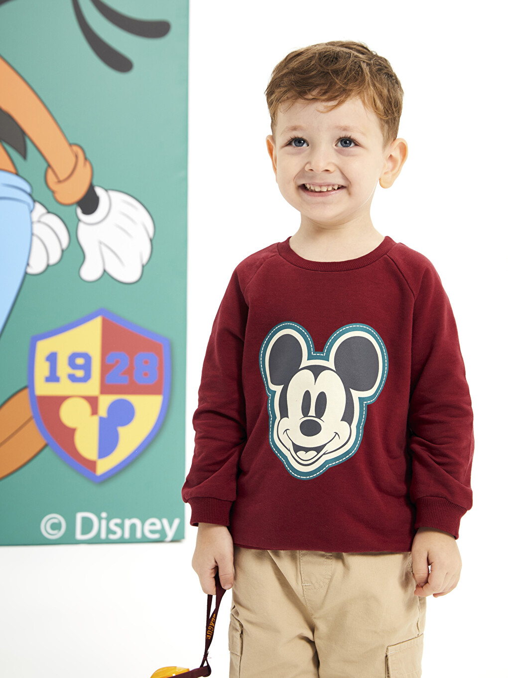 Hanorac Bebeluși Băieți Mickey Mouse Brodat Cu Mânecă Lungă Și Guler Rotund