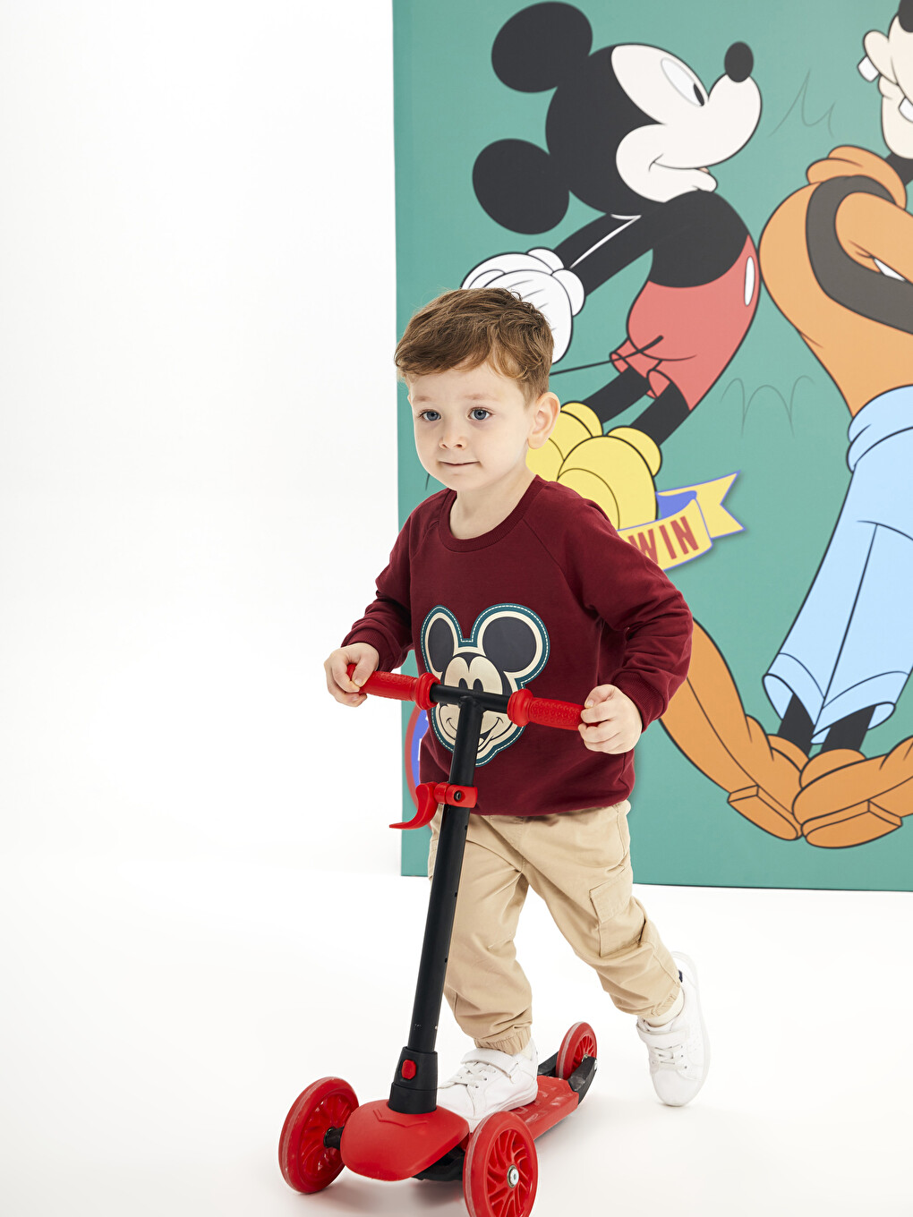 Hanorac Bebeluși Băieți Mickey Mouse Brodat Cu Mânecă Lungă Și Guler Rotund-1