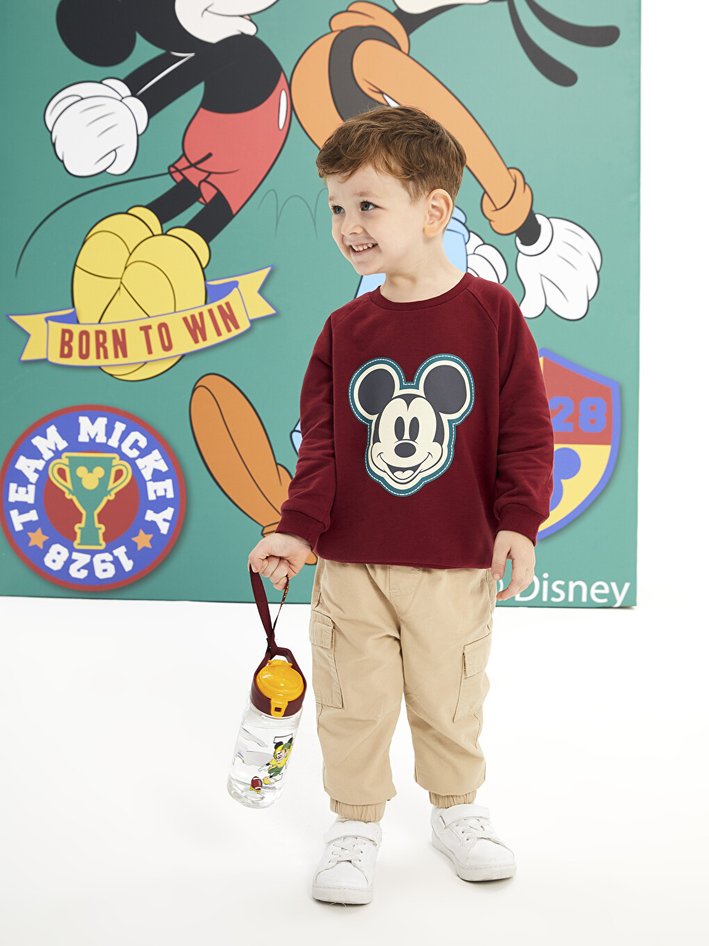Hanorac Bebeluși Băieți Mickey Mouse Brodat Cu Mânecă Lungă Și Guler Rotund-2