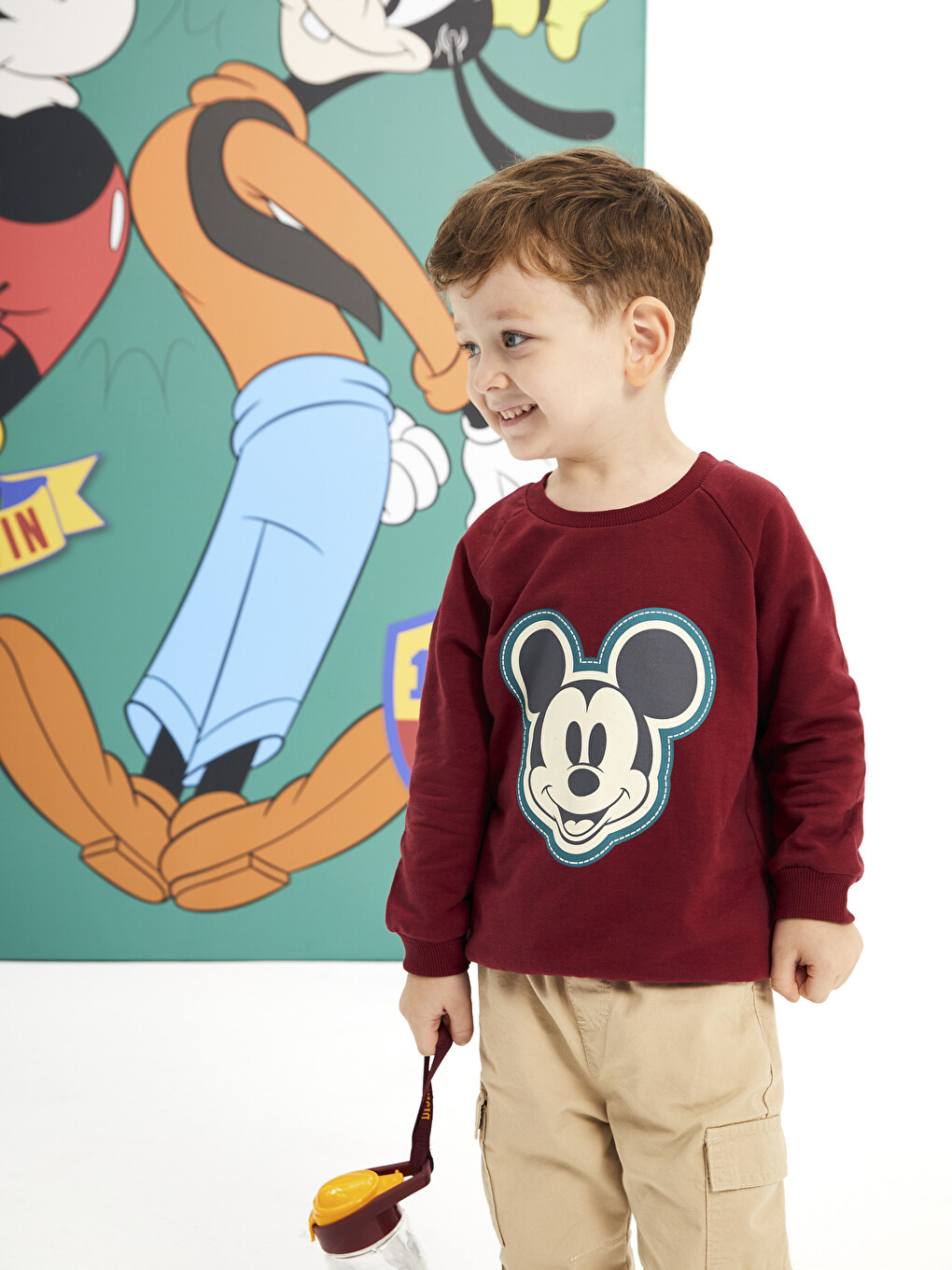 Hanorac Bebeluși Băieți Mickey Mouse Brodat Cu Mânecă Lungă Și Guler Rotund-3