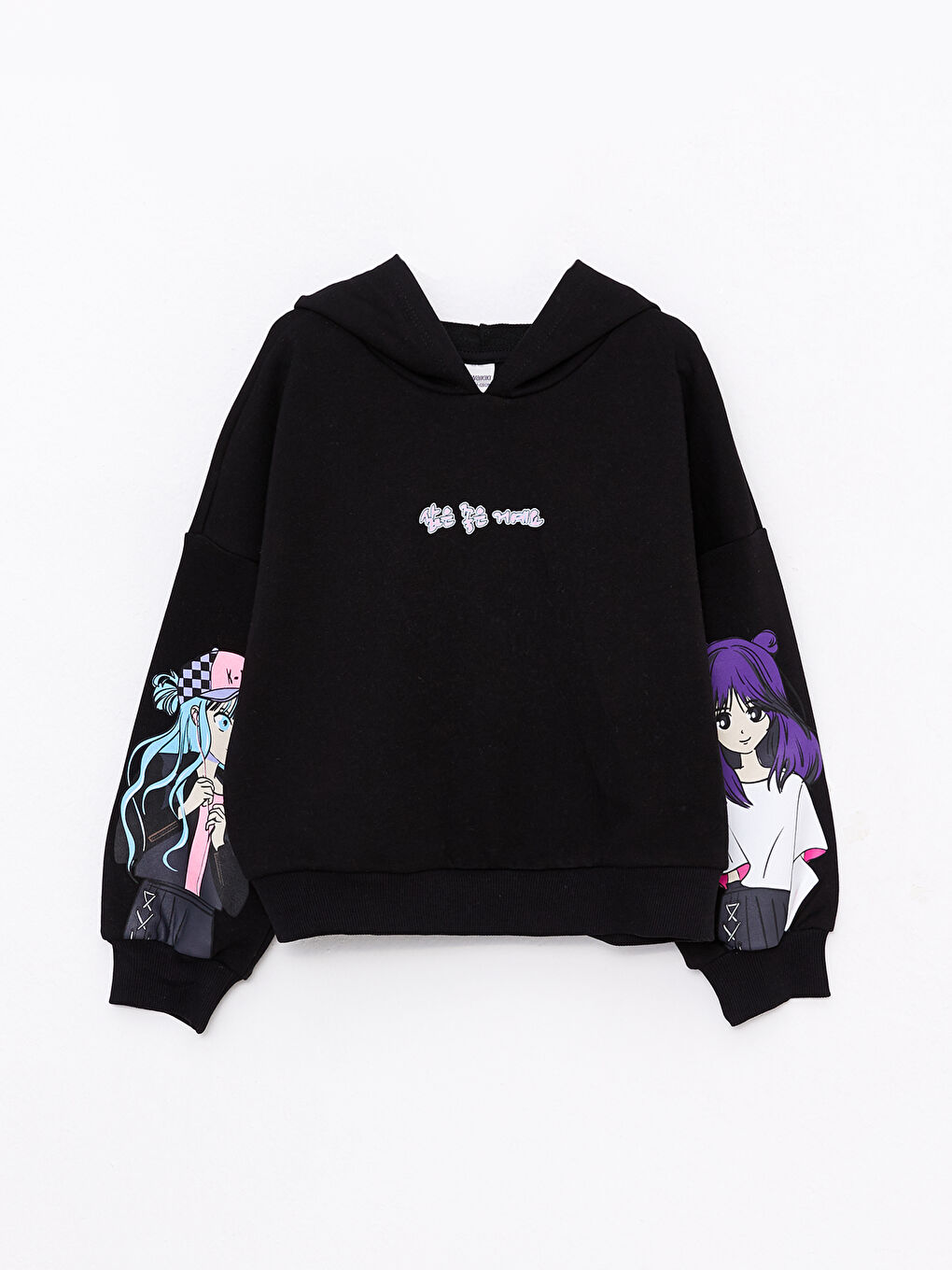 LCW Kids Kapuzensweatshirt mit K-Pop-Druck und langen Ärmeln für Mädchen -W2FI16Z4-CVL