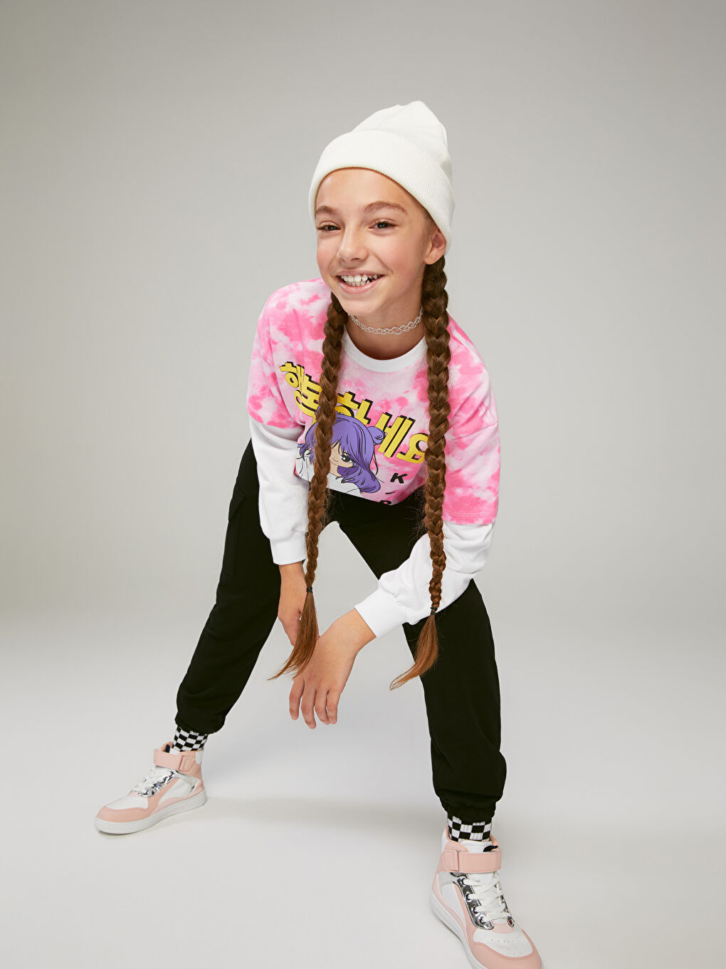 LCW Kids Dukserica sa okruglim izrezom, štampana K-Pop, dugi rukav, za devojčice -W2FI17Z4-LT4