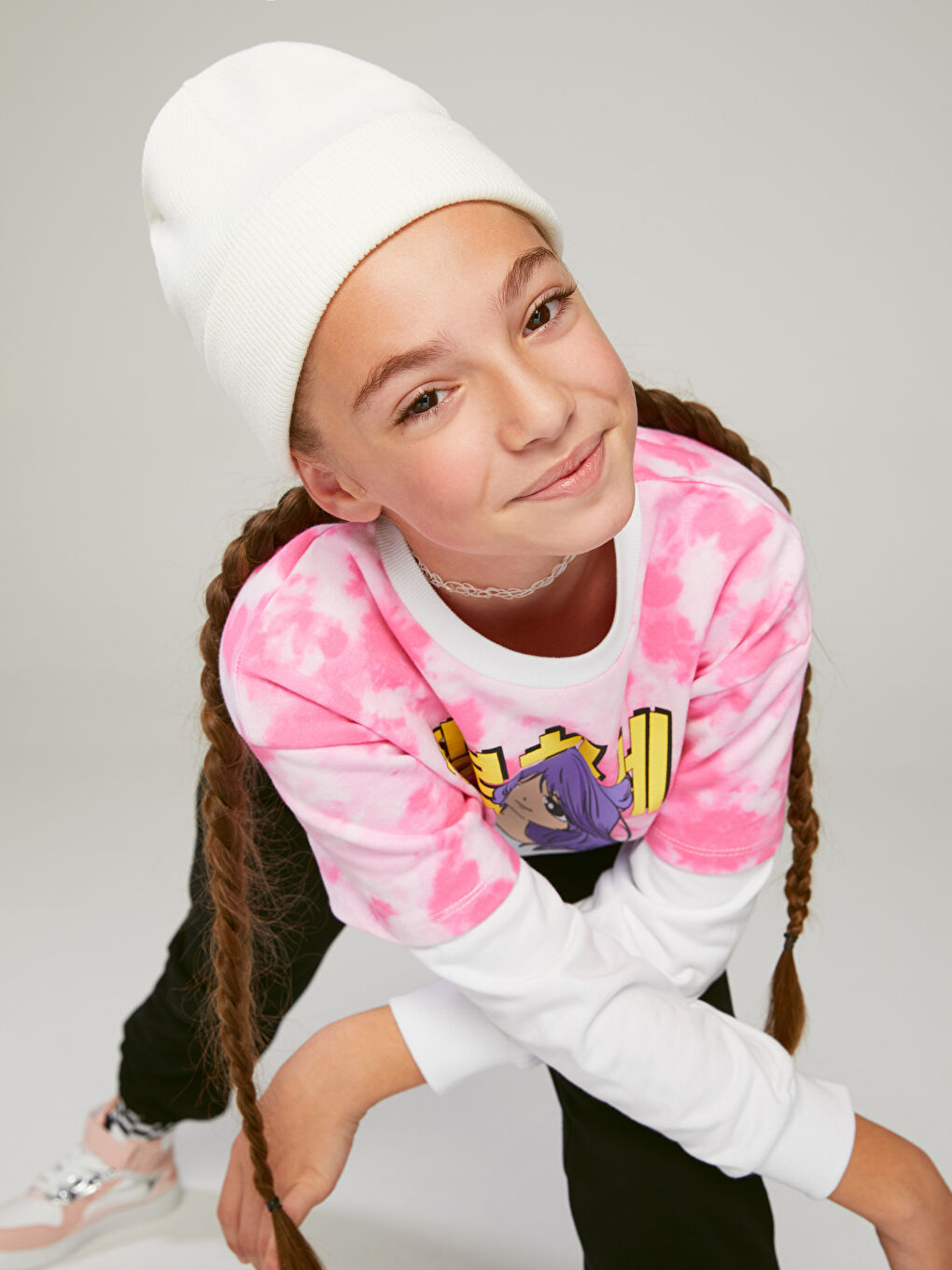 LCW Kids Dukserica sa okruglim izrezom, štampana K-Pop, dugi rukav, za devojčice -W2FI17Z4-LT4