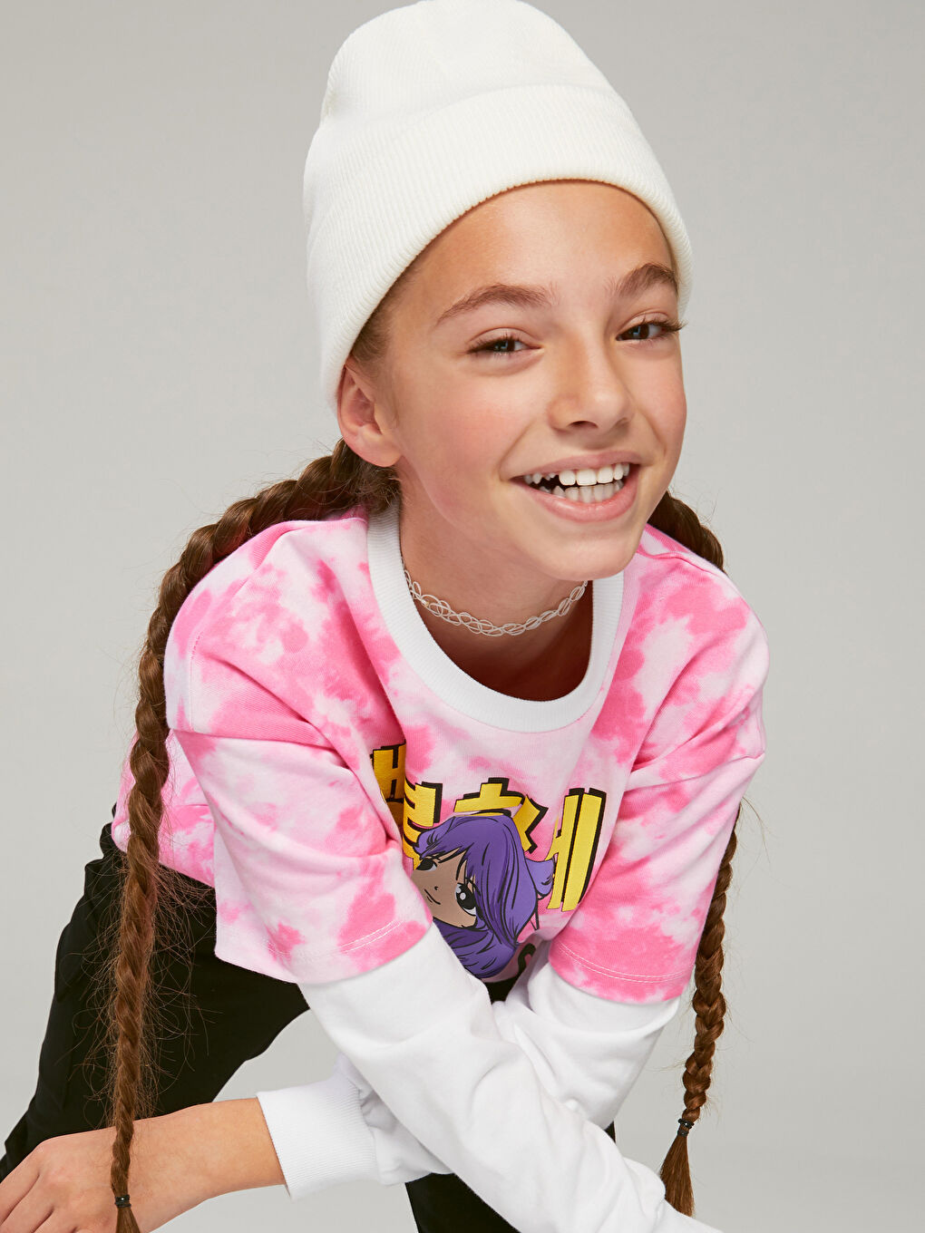 LCW Kids Dukserica sa okruglim izrezom, štampana K-Pop, dugi rukav, za devojčice -W2FI17Z4-LT4