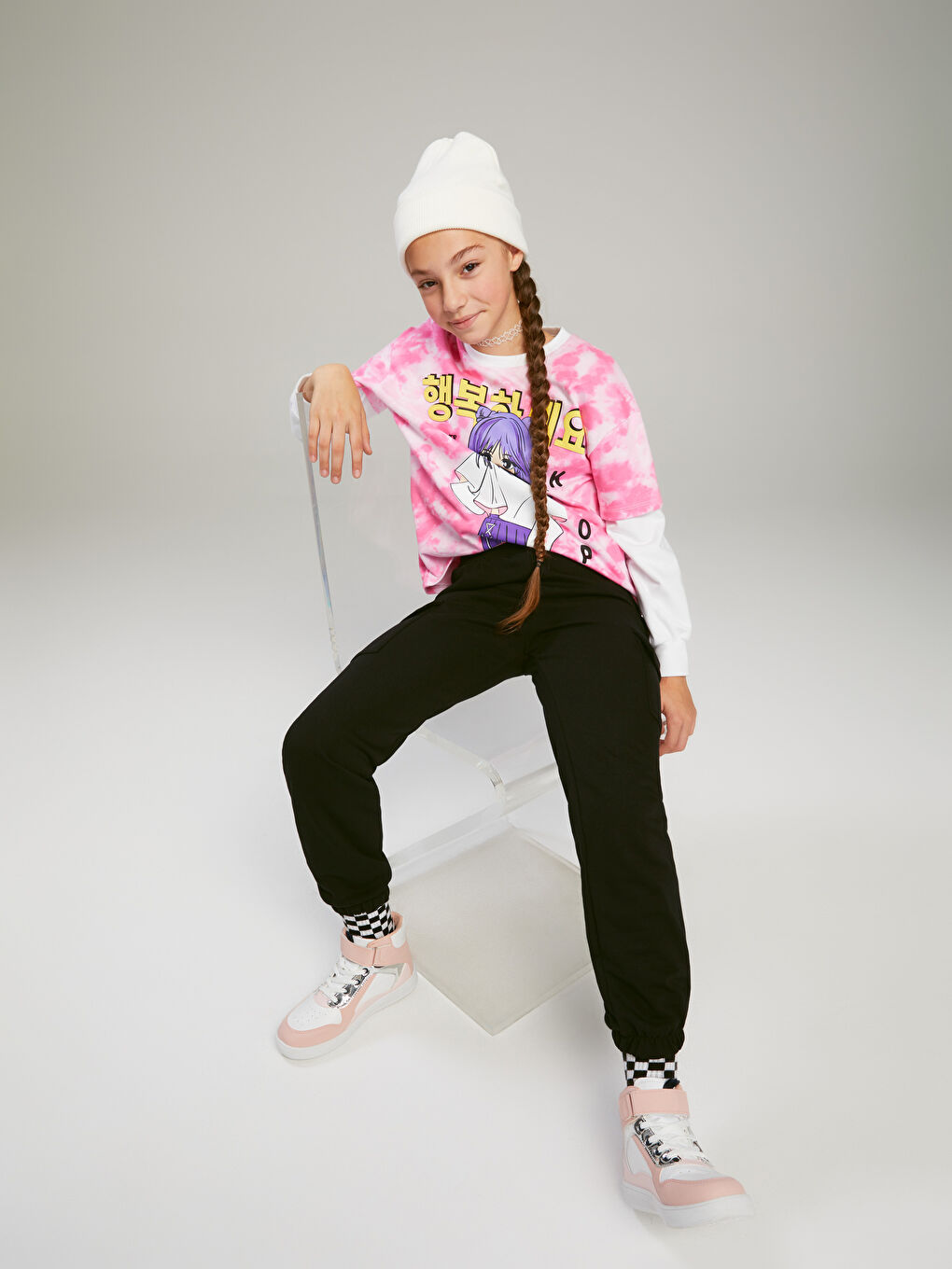 Siyah Beli Lastikli Basic Kız Çocuk Jogger Eşofman Altı