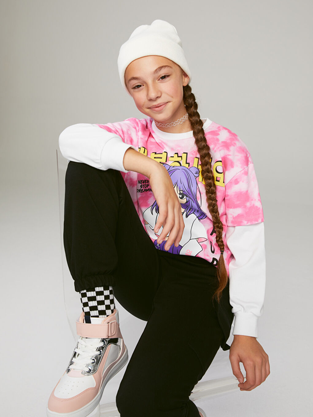 Siyah Beli Lastikli Basic Kız Çocuk Jogger Eşofman Altı-3