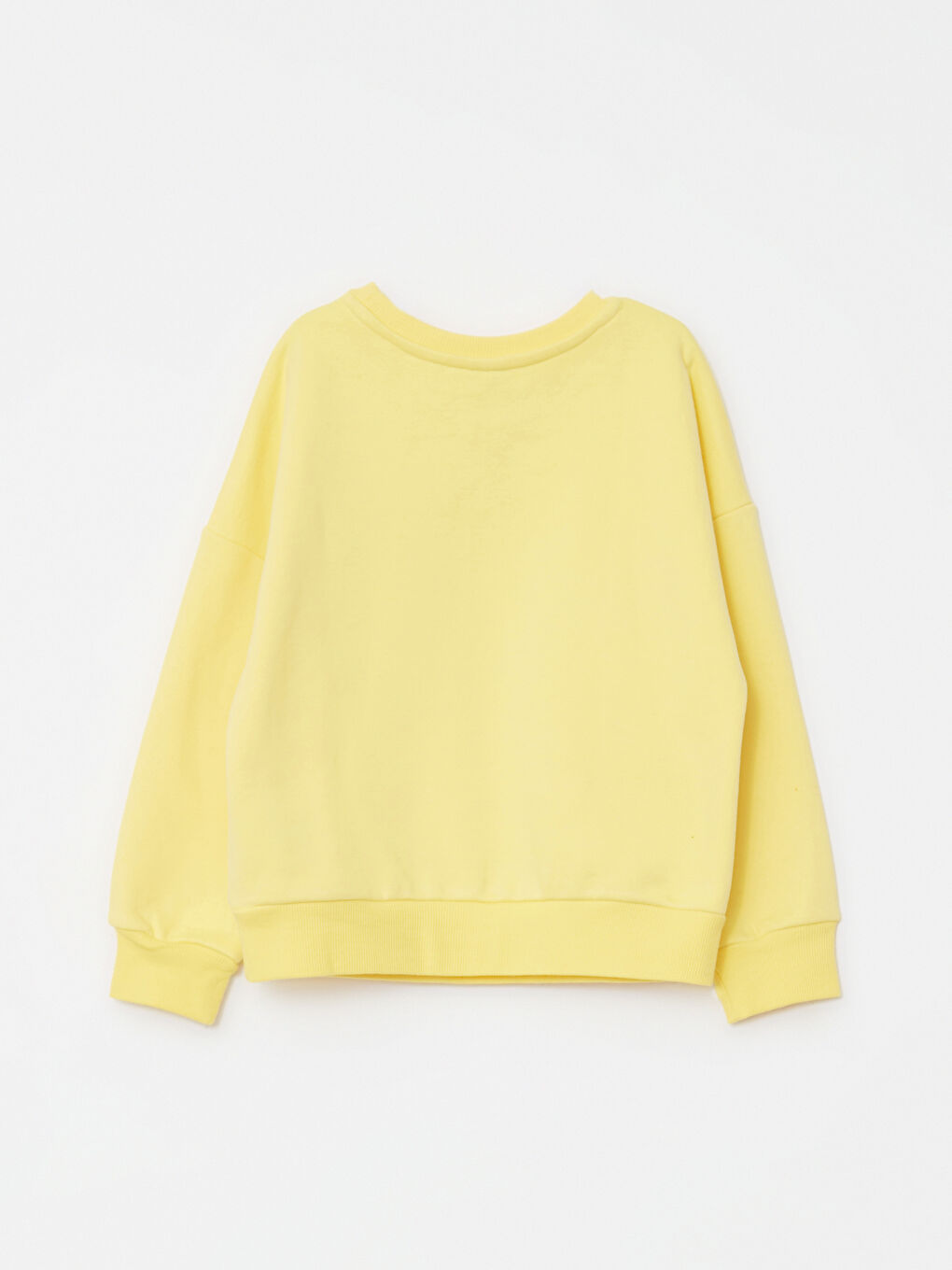 Sarı Bisiklet Yaka Baskılı Uzun Kollu Kız Çocuk Sweatshirt-1