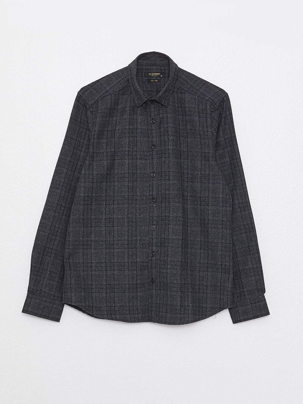 Gri Slim Fit Uzun Kollu Ekose Erkek Gömlek-5