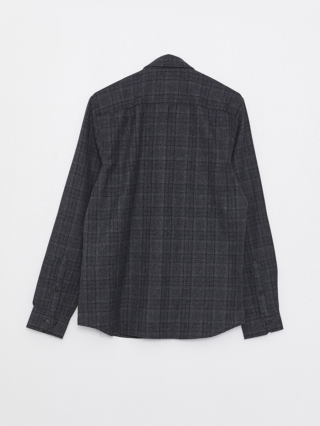 Gri Slim Fit Uzun Kollu Ekose Erkek Gömlek-6