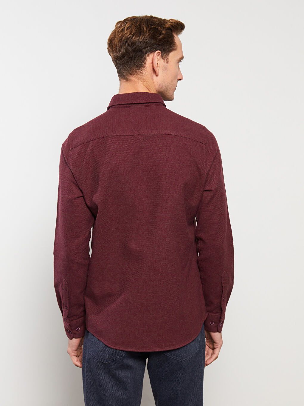 SOUTHBLUE Koyu Bordo Slim Fit Uzun Kollu Erkek Gömlek - 3