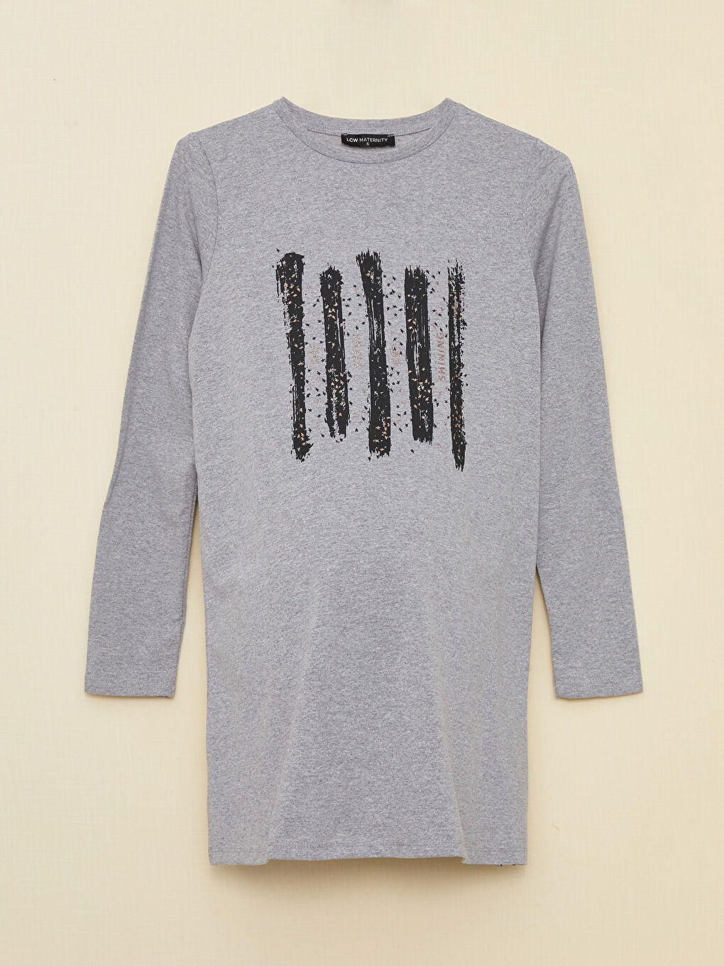 Crew Neck Printed Long Sleeve Maternity Tunic-10