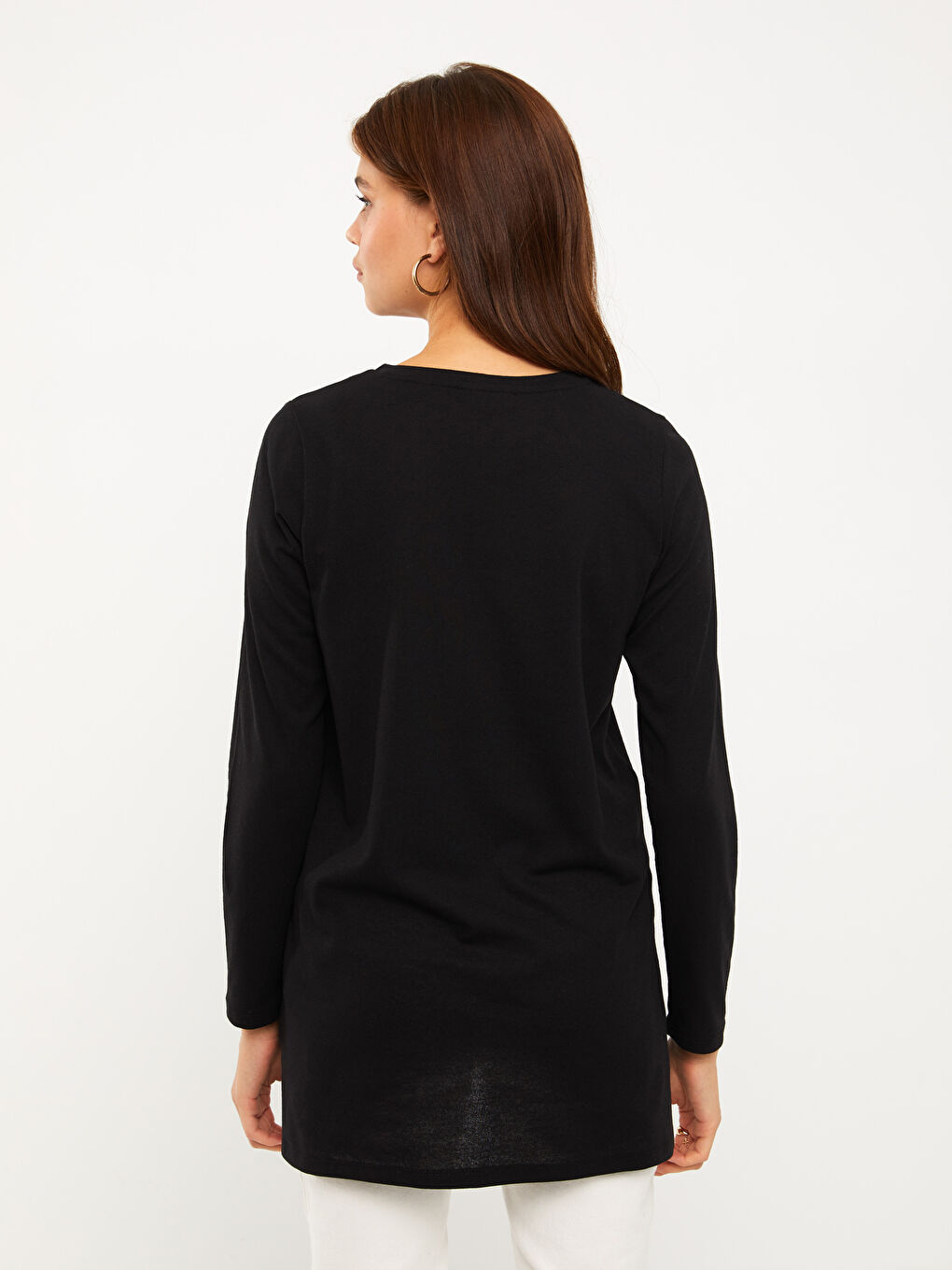 تونيك حوامل مطبوع بأكمام طويلة وقبة دائرية-4