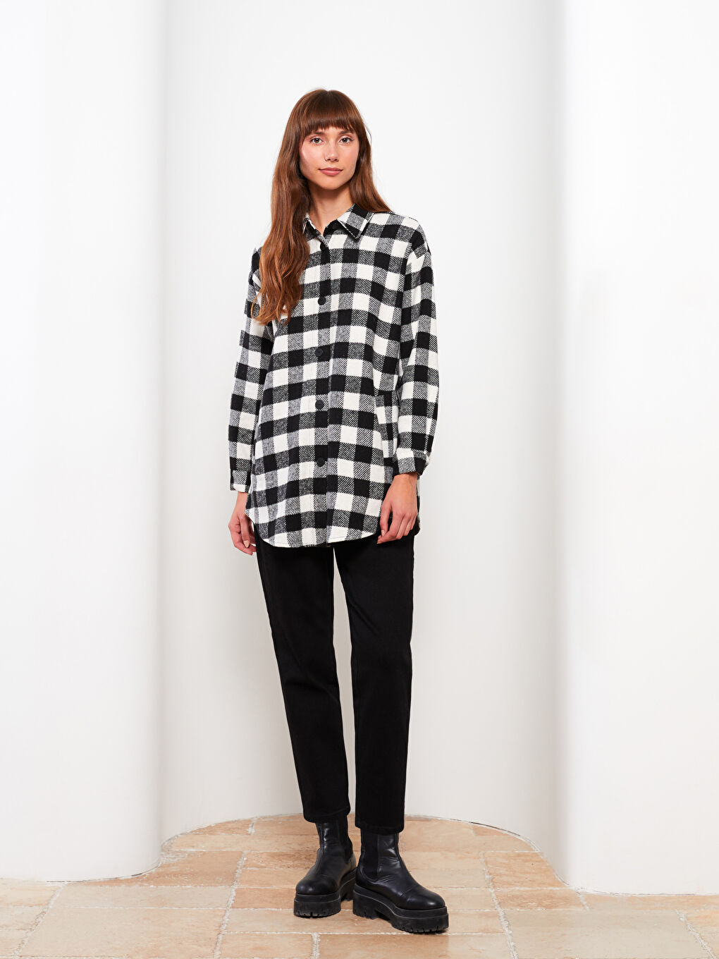 نساء جينز موم فيت بسيط-1