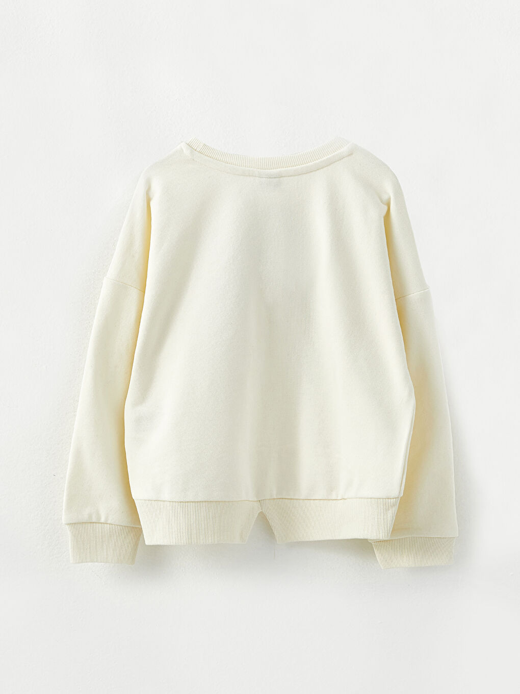 Ekru Bisiklet Yaka K-Pop Baskılı Uzun Kollu Kız Çocuk Sweatshirt-1