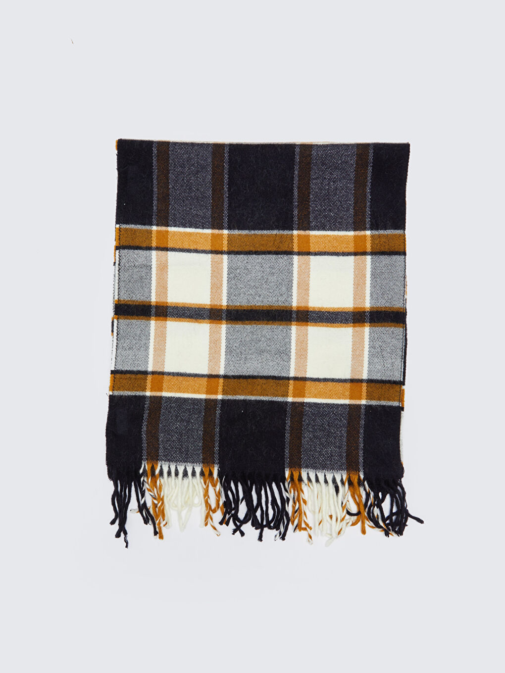 Plaid Patterned Fringed Men's Scarf-3