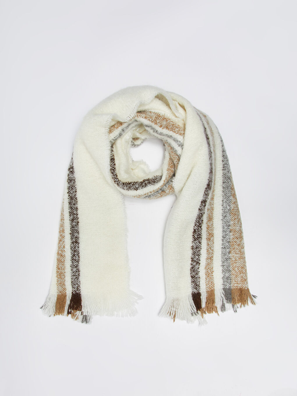 Schal mit Quasten und Streifen für Damen-3