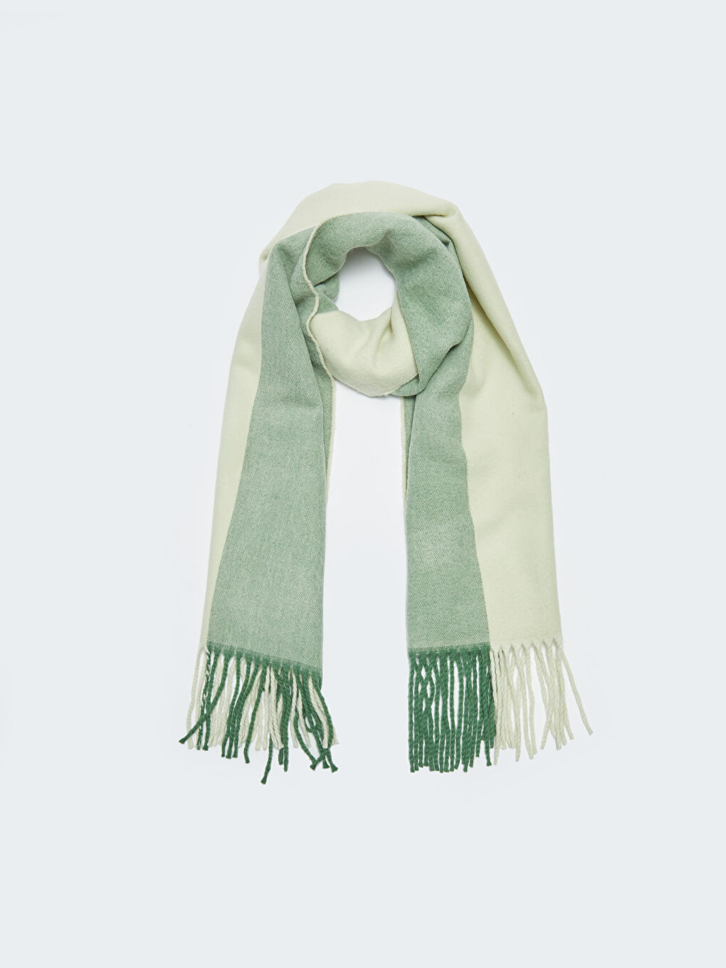 Yeşil Renk Bloklu Kadın Atkı-2