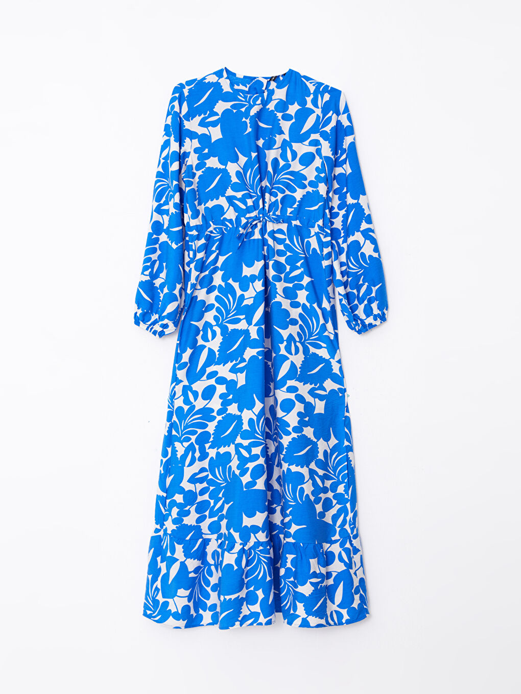 Crew Neck Patterned Long Sleeve Women's Dress-5