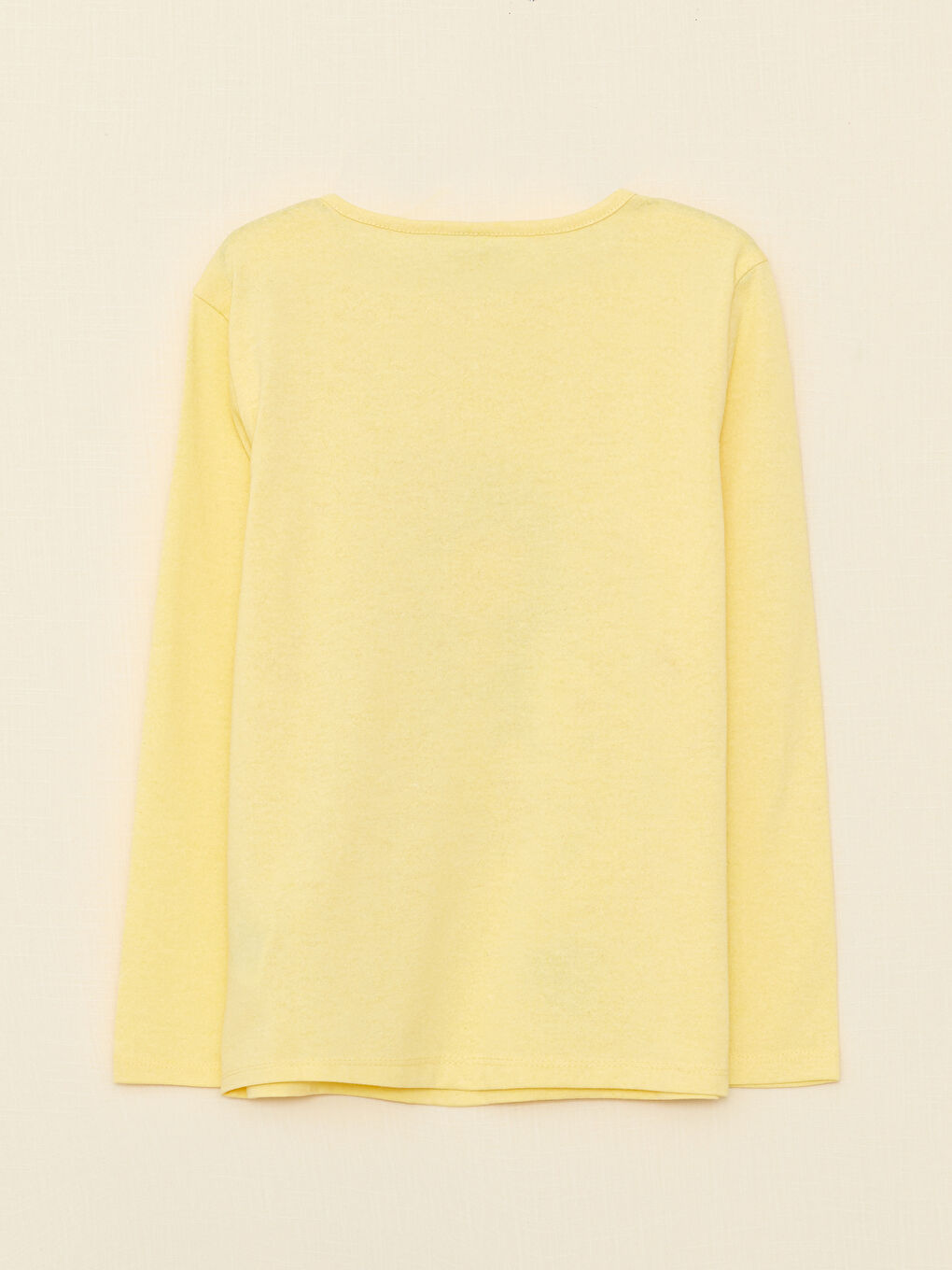 Sarı Bisiklet Yaka Baskılı Uzun Kollu Kız Çocuk Tişört-1