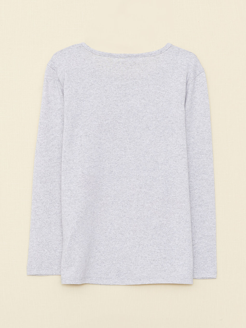 Gri Bisiklet Yaka Baskılı Uzun Kollu Kız Çocuk Tişört-1