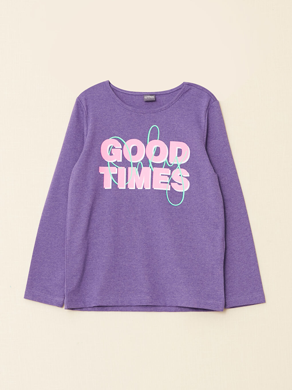 LCW ECO Crew Neck Printed Long Sleeve Girls' T-Shirt -W2FJ23Z4-Q11