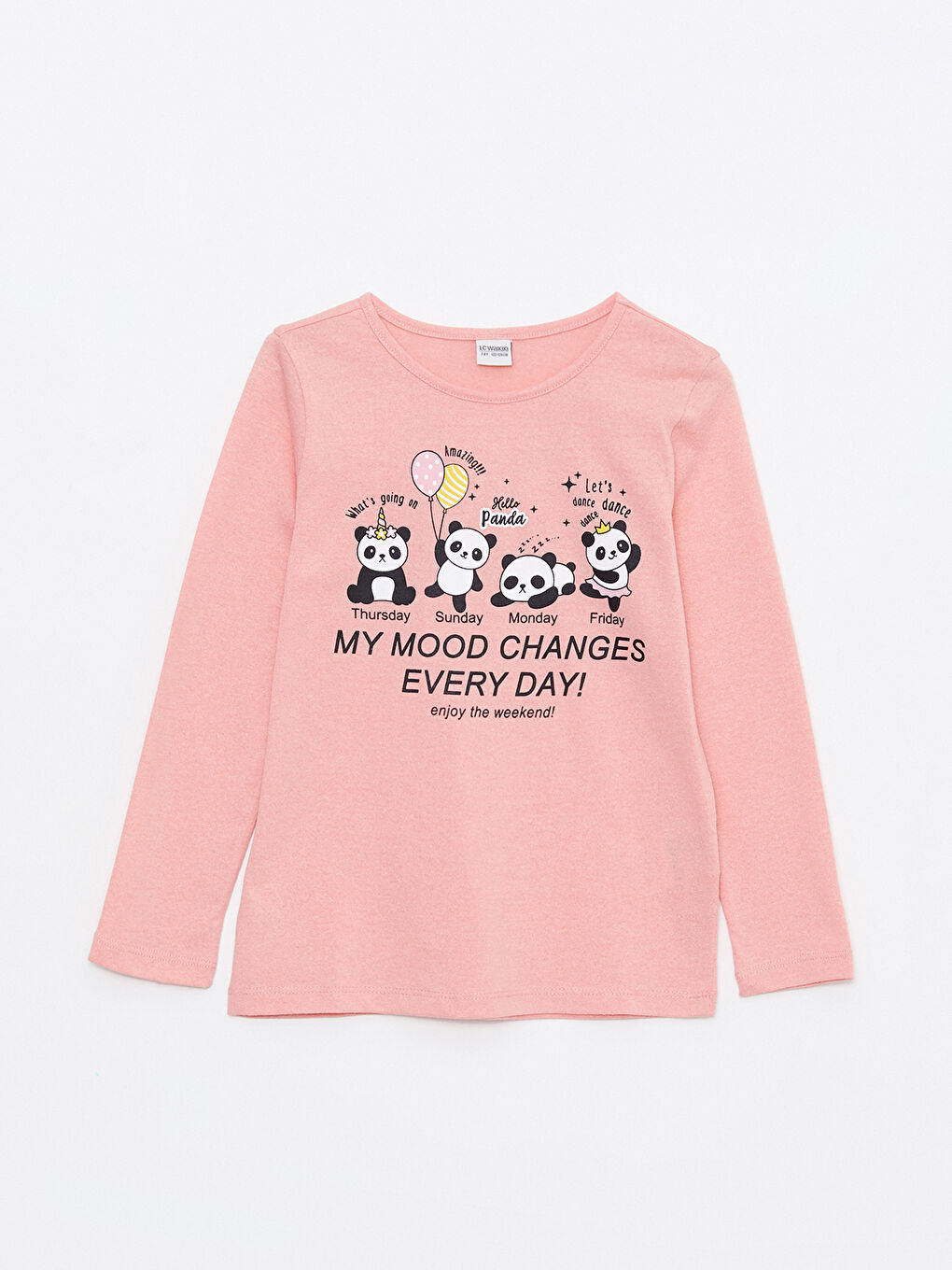 Crew Neck Printed Long Sleeve Girls' T-Shirt