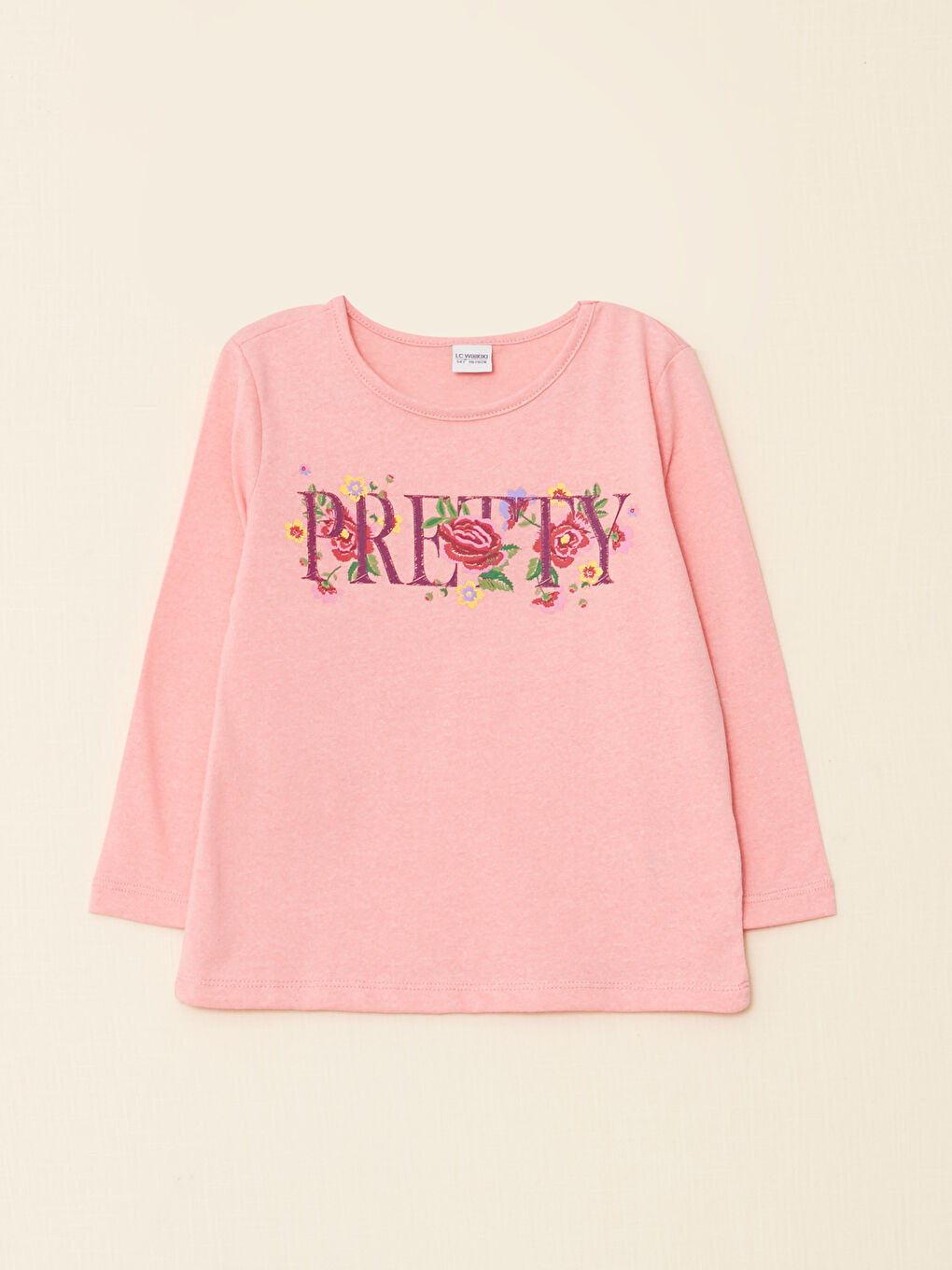 LCW ECO Crew Neck Printed Long Sleeve Girls' T-Shirt -W2FJ25Z4-RZP