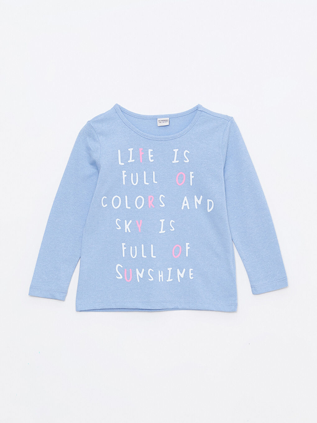 Crew Neck Printed Long Sleeve Girls' T-Shirt