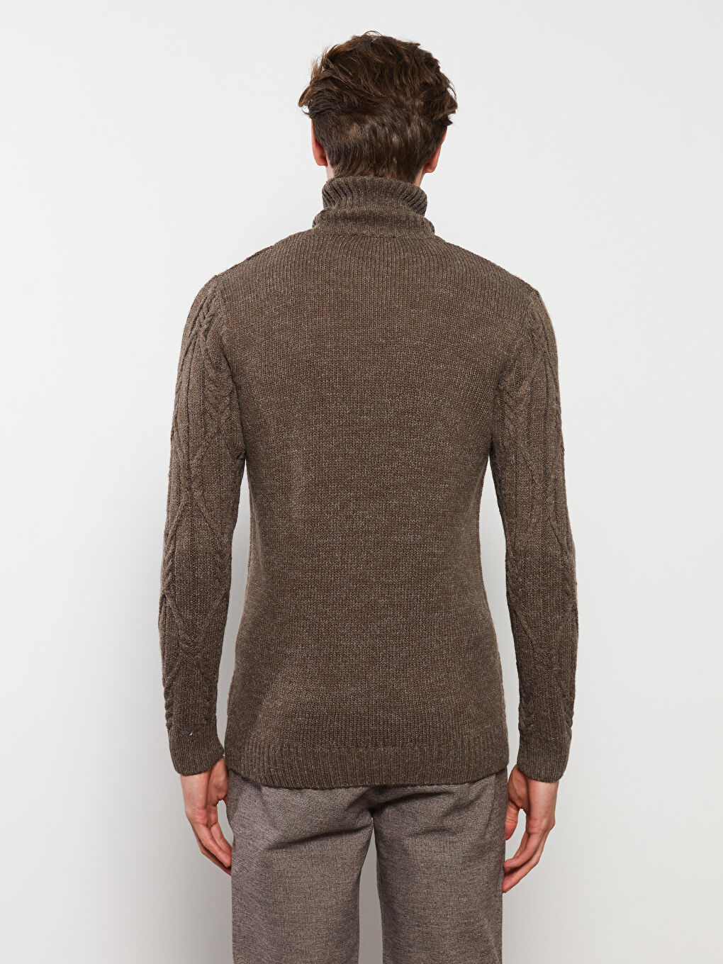 Rollkragen Langarm Selbstgemustert Herren Strickpullover-3