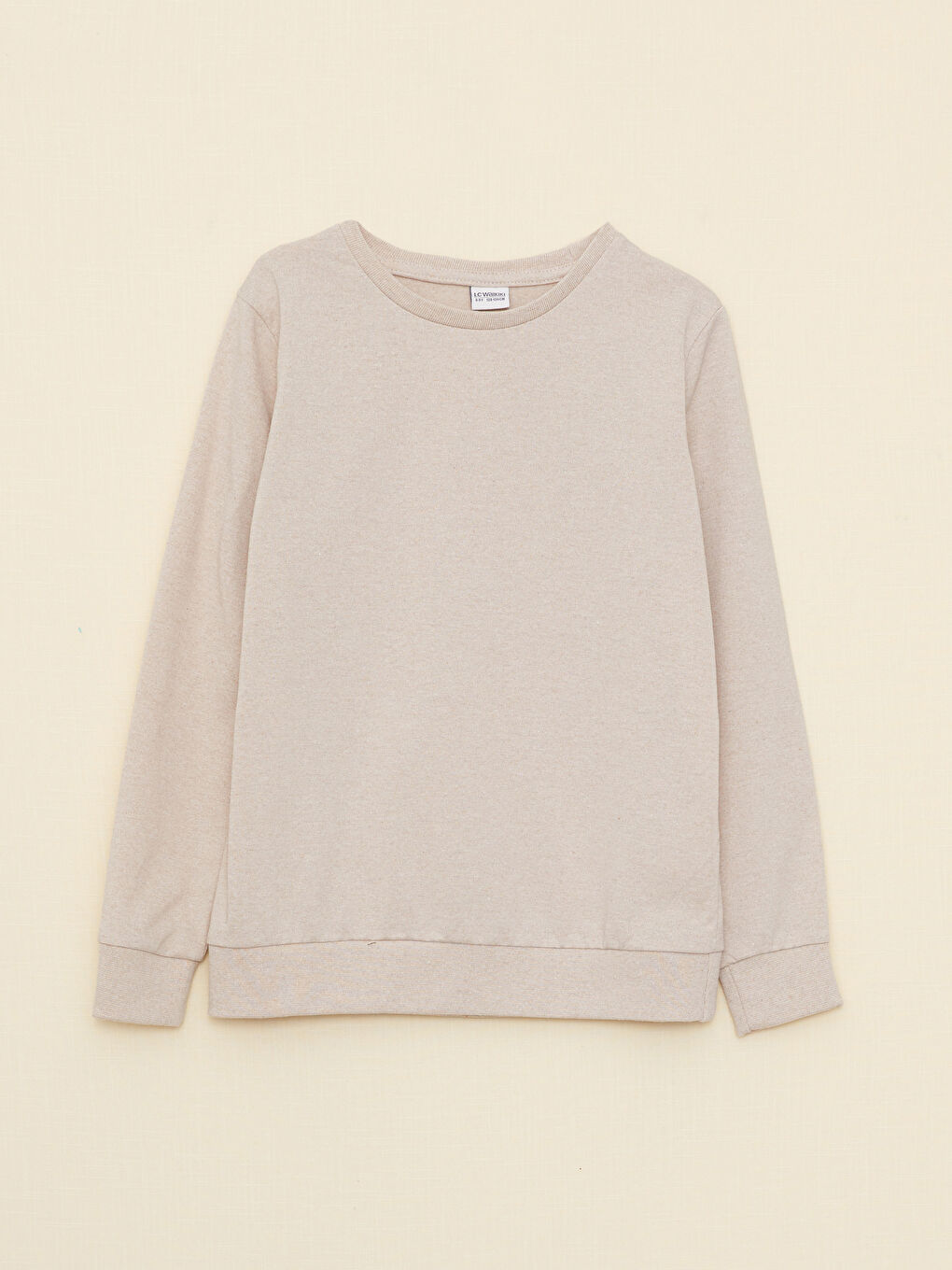 Ekru Bisiklet Yaka Basic Uzun Kollu Erkek Çocuk Tişört