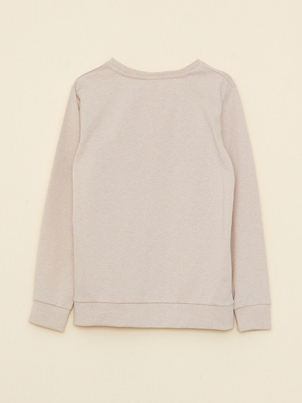 Ekru Bisiklet Yaka Basic Uzun Kollu Erkek Çocuk Tişört-1