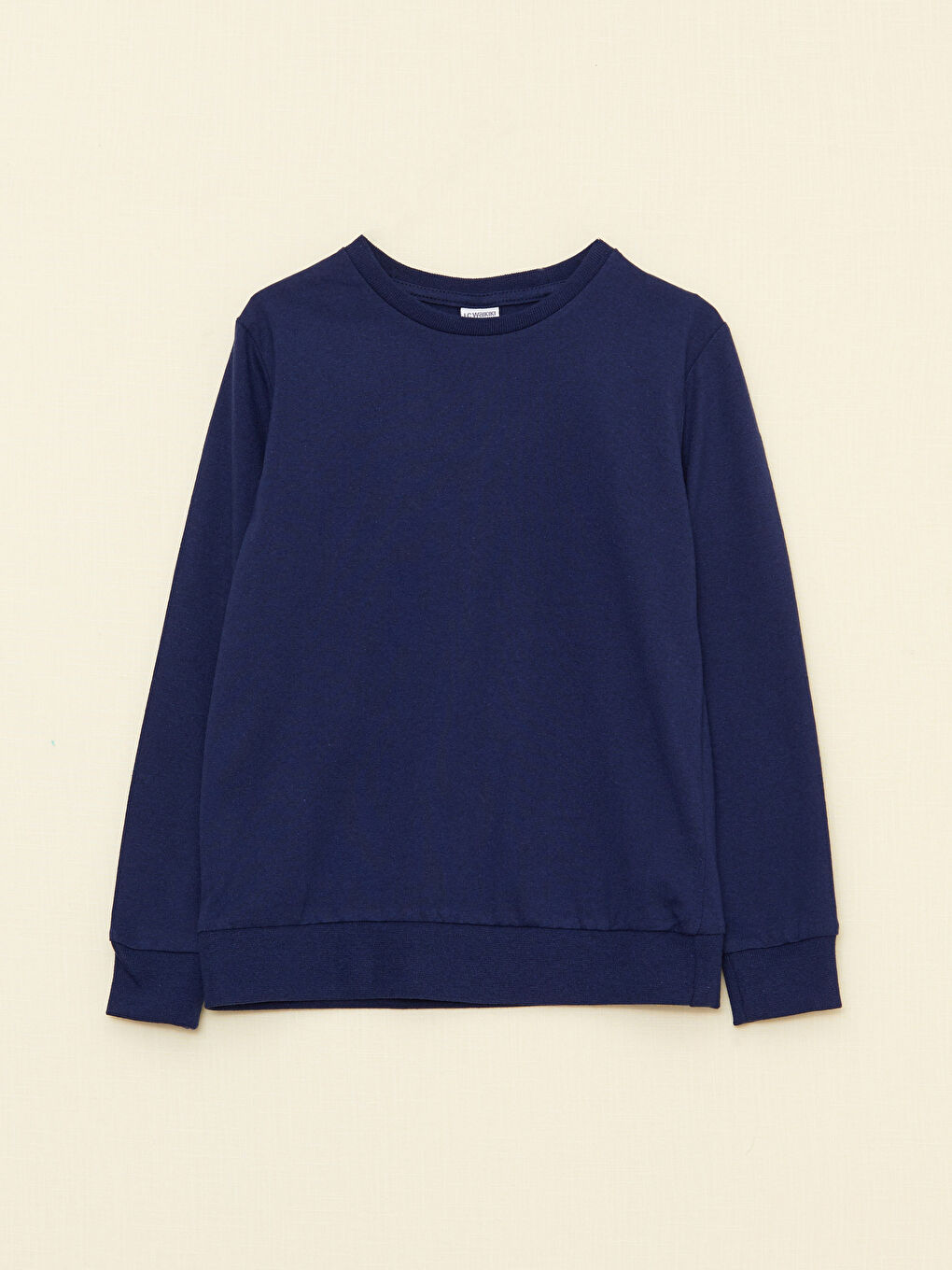 Lacivert Bisiklet Yaka Basic Uzun Kollu Erkek Çocuk Tişört-3