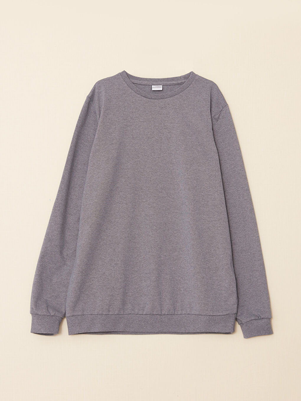 Gri Bisiklet Yaka Basic Uzun Kollu Erkek Çocuk Tişört